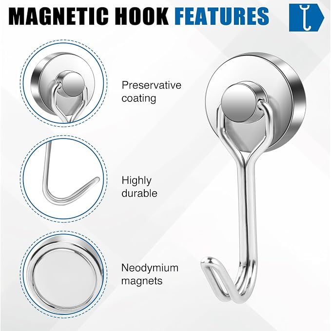 LOVIMAG Swivel Magnetic Hooks, 40LBS, Pack of 6 | Cruise Cabin Ship Essentials 2026, Heavy Duty Magnets for Refrigerator, Classroom, Kitchen, Hanging Mug - Image 5