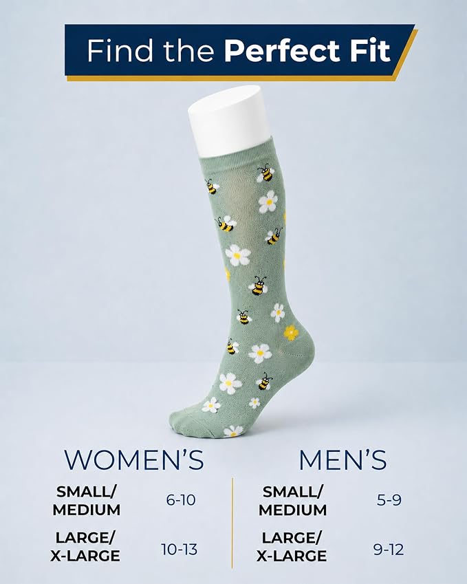 Pembrook® Bamboo Viscose Light Compression Socks - 3 Pairs | 8-15 mmhg Compression Socks | Knee High Comfort Support Socks - Image 7