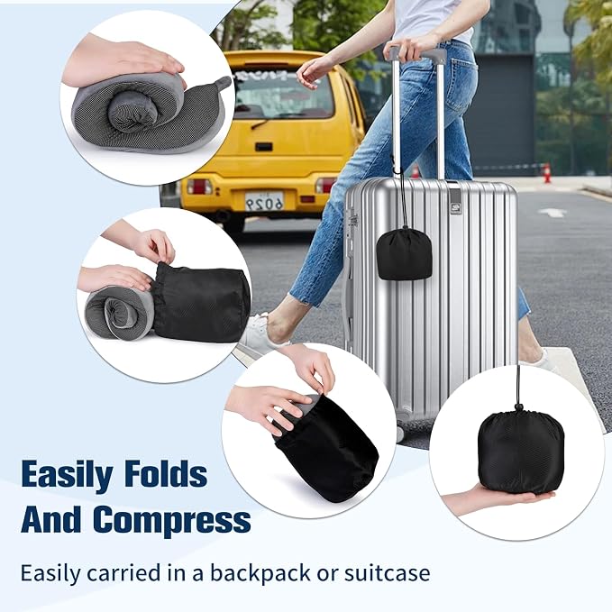 Cirorld Neck Pillow for Traveling, Travel Pillows for Airplanes,100% Pure Memory Foam Travel Neck Pillow, Adjustable Flight Pillow, Portable Plane Accessories with Eye Mask, Earplugs, Carry Bag - Image 8