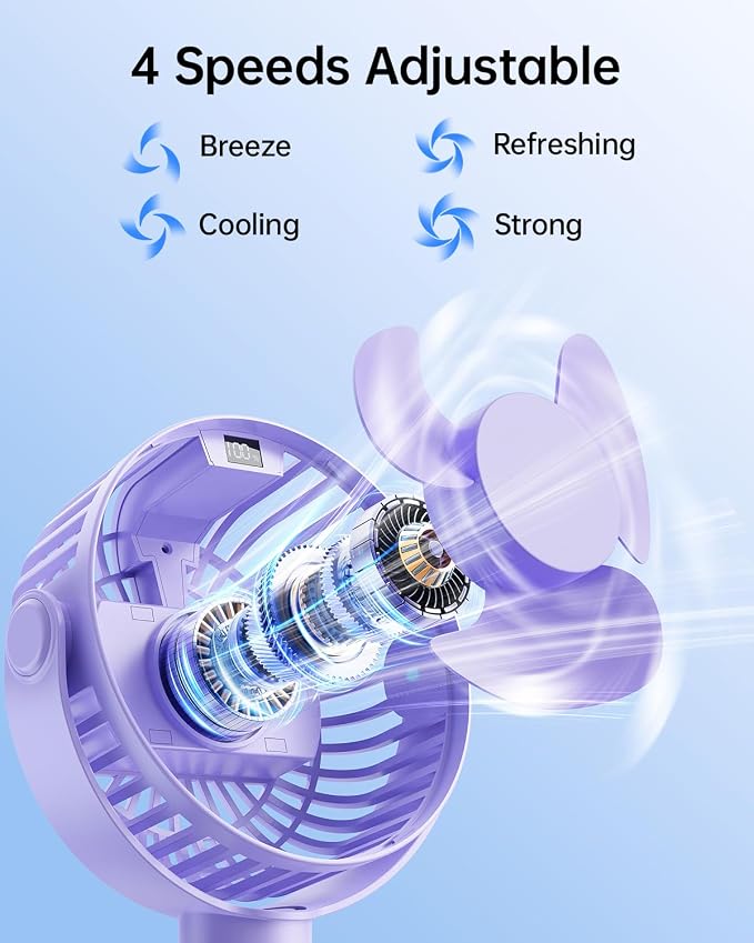 SWEETFULL Portable Stroller Fan with LED Display, 4 Speed Rechargeable Mini Clip On Fan, Built-in Non-Removable Rechargeable Battery,Sealed housing - Image 3
