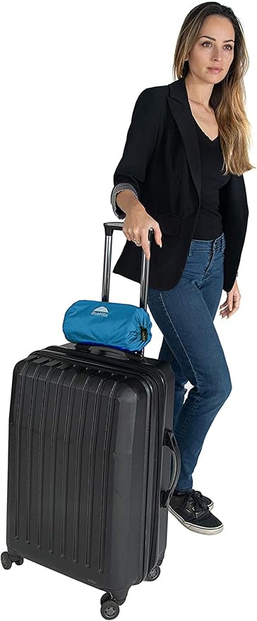 BlueHills Premium Ultra Compact Travel Blanket Pillow Airplane Peacock Teal | 2 in 1 Travel Pillow/Blanket, 70 X 56 Long, Luggage Strap & Backpack Clip, Packable & Lightweight for Airplane, Portable Case - Image 7