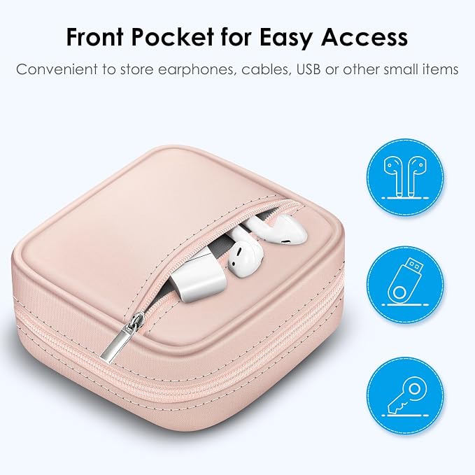 FINPAC Charger Case for MacBook, Small Electronic Organizer Pouch Bag | Portable Travel Storage for MacBook Power Adapter, Laptop Accessories, Magic Mouse, USB Drives, Gadgets, Pink - Image 4