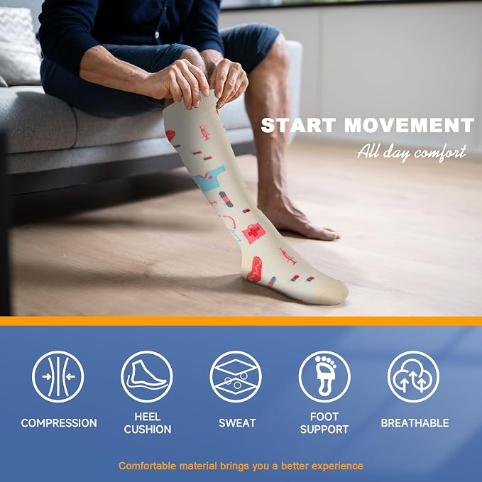 cerpite Compression Socks for Women & Men 6 Pairs Knee High Compression Socks 20-30 mmhg Best for Running,Nurse,Travel - Image 5