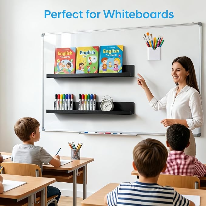 2 Pack 17" Metal Magnetic Bookshelf for Whiteboard, Strong Reusable Magnetic Display Shelf, Holds up to 12 lbs, Storage Organizer for Classroom, Kids Room, Office, Kitchen & Garage - Image 5
