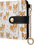 Vector Art Cute Corgi Women's Wallets RFID Blocking,Credit Card Holder Bifold Wallet,Slim Card Cases,PU Leather Travel Wallet for men Girls by visesunny