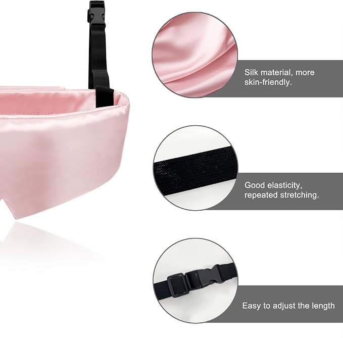 Travel Pillows for Airplanes, Airplane Head Strap with Silk Eye Mask for Sleeping, Long Flights & Car Road Trips 360°Headrest Neck Support, Stops Bobbing, Small & Compact (Pink) - Image 4