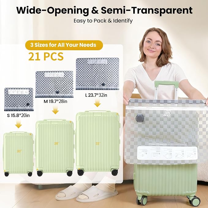 21 Pack Vacuum Storage Bags for Travel with Digital Display Air Pump,Carry-on Packing Bags for Luggage and Suitcase,Space Saver for Clothes - Image 8