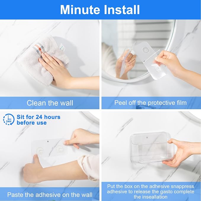Wall Mount Organizer, 2Pc Small Adhesive Cabinet Door Organizer | Bathroom Shelf for Wall,No Drilling Hang Adhesive Shelf, with 3Pack Self Adhesive Tapes, for Bathroom, Kitchen, Living Room - Image 6