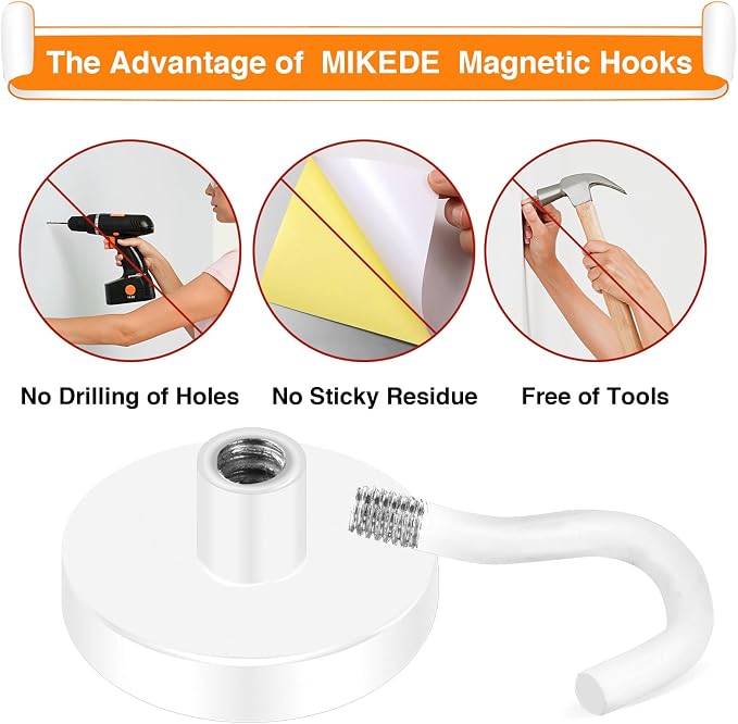 Magnetic Hooks Heavy Duty Cruise Essentials 120LBS Strong Magnets | Metal Hooks for Cruise Cabins Industrial Strength Outdoor Hanging Brackets Magnets Hook Perfect Items on Cruise Ships 10Pcs - Image 4