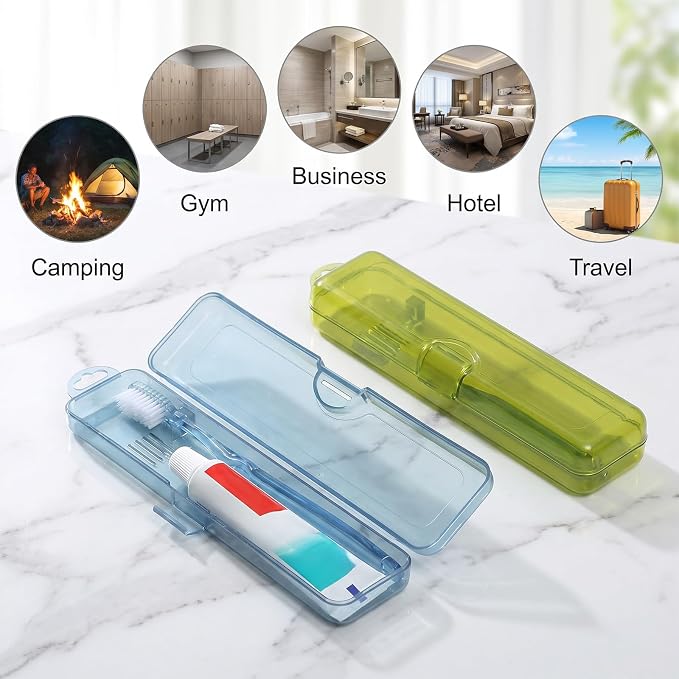 2 Pack Toothbrush Case for Traveling, Portable Toothbrush Travel Case with Breathable Holes Compact Toothbrush Holder for Travel Vacation Camping Gym Business Trips Office Cruise - Image 5