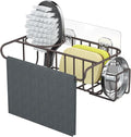 HapiRm 4 in 1 Adhesive Kitchen Sink Organizer, SUS304 Stainless Steel Brush Holder + Dish Cloth Hanger + Soap Rack + Sink Stopper Holder, No Drilling Sponge Caddy for Kitchen - Bronze by HapiRm