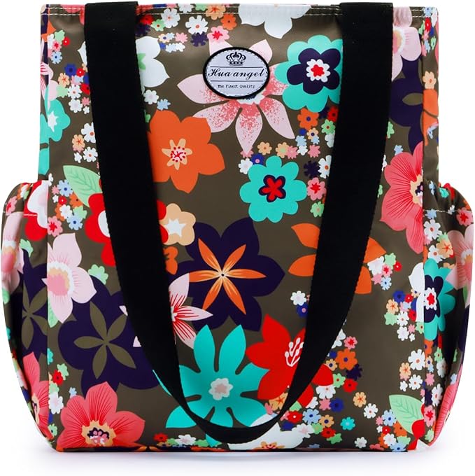 HUA ANGEL Floral Tote Bag - Casual Shoulder Bag Daily Tote Bag with Zipper Gym Travel Shopping Work Handbag for Women - Image 8