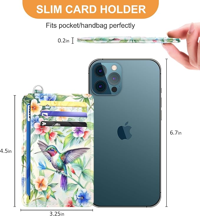 SEAVILIA Small Credit Card Holder for Women, Slim RFID Blocking Wallet | Cute Mini ID Card Case, Thin Minimalist Pocket Wallet, Gift for Girls, Hummingbird - Image 6