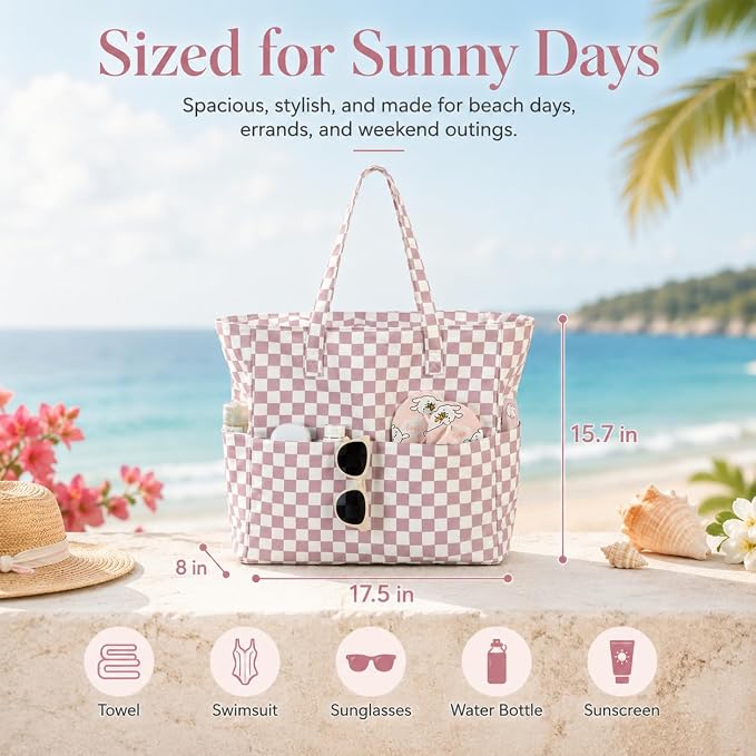 LEDAOU Beach Bag Waterproof Sandproof Women Beach Tote Pool Bag with Zipper for Swim Gym Grocery Travel with Wet Pocket | Sandproof - Image 3
