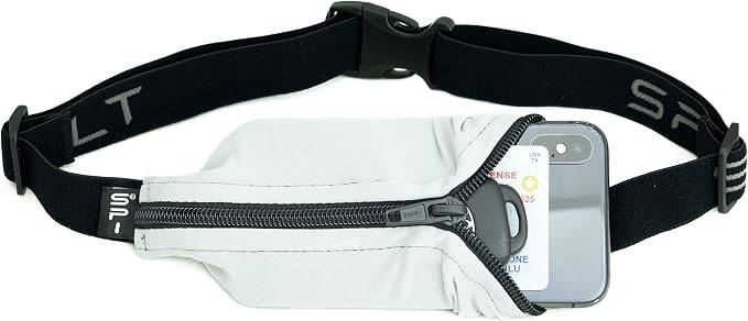 SPIbelt Running Belt Original for Women Men, Phone Holder for Running, Running Fanny Pack, Holder for Phone, Running Waist Pack, Adjustable Waist, [Fits All Phones]. Cloudy Grey with Black Zipper by SPIbelt