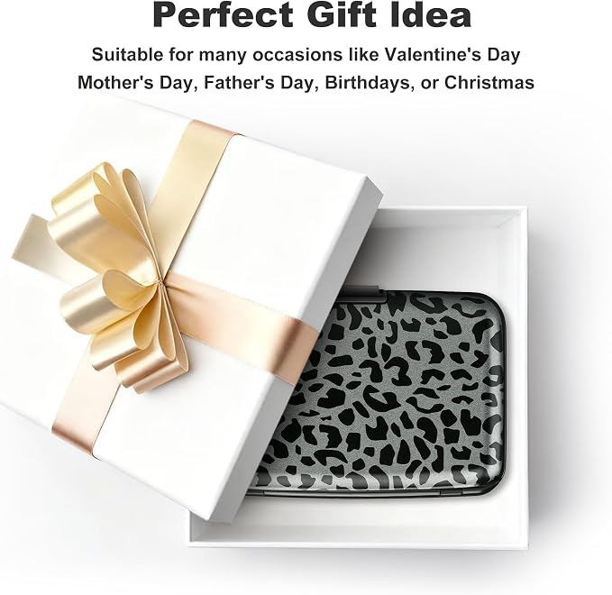 Mini RFID Aluminum Wallet Credit Cards Holder Business Card Case Metal ID Case for Men Women(Black Leopard Print) - Image 7