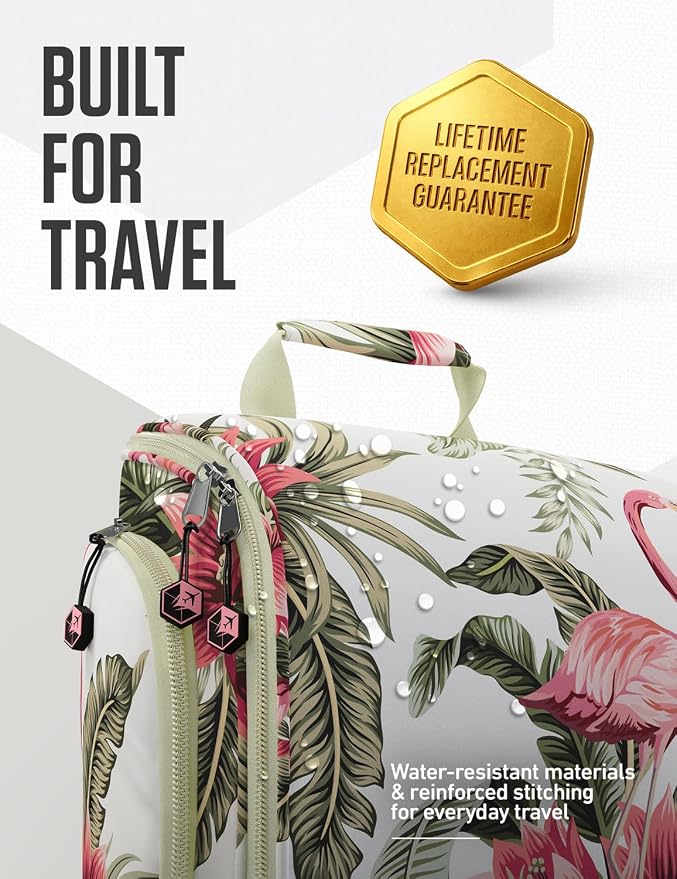 VENTURE 4TH Hanging Travel Toiletry Bag, 17 Compartments - Pink Flamingo | Hangs on rails, hooks or doors; stands upright too. Removable TSA pouch. Water-resistant 900D Nylon, reinforced stitching. - Image 7