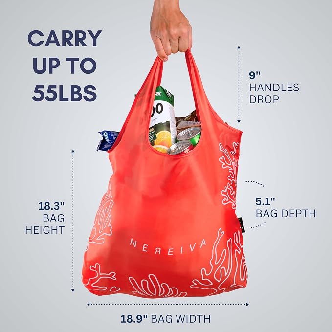 55 Pound Reusable Shopping Bag - Folds into a Small Pouch - Washable Reusable Grocery Bag, Durable & Stylish with handles for Easy Shoulder or Hand Carry - Image 4