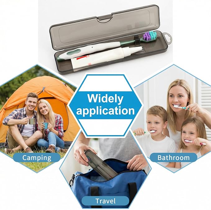 Molain 2Packs Toothbrush Travel Case, Portable Breathable Toothbrush Travel Holder Compact Plastic Case for Camping Gym Office Business Trips Vacation - Image 3