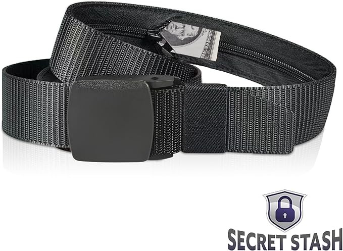 Security Money Belt with Hidden Money Pocket - Nylon Tactical Belt for Men & Women with Nonmetallic Buckle - Security Money Belt for Valuables, Cash, Passport - Cashsafe Anti-Theft Wallet, Large - Image 6