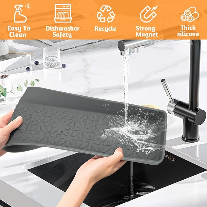 30"/24"/20" Silicone Stove Top Magnetic Shelf for Kitchen, Soft Flexible Strong Magnetic Heat Resistant Over the Stove Silicone Oven Shelf Spice Rack Organizer for Back of Oven - Grey - Image 5