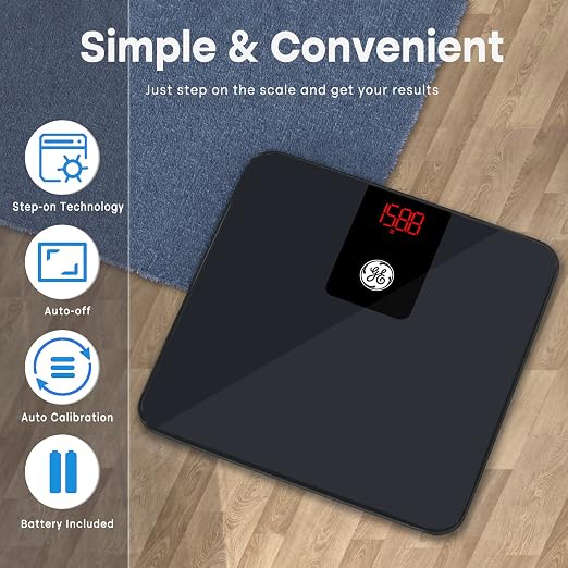 GE Digital Bathroom Scale for Weight, Smart Bluetooth Body Weight and BMI, Electronic Black Weighing Scale for Bath Home, Accurate 400lb Capacity (Pack of 2) - Image 3