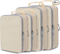 Compression Packing Cubes for Travel Packing Organizers, Beige, 2L+2XL | Expandable Travel Cubes for Packing Suitcase Organizer Bags Compression Bags for Travel Accessories by CALACH