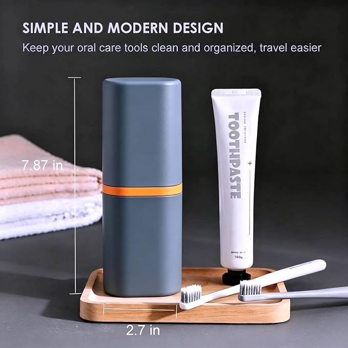 Toothbrush Travel Case - Travel Toothbrush and Toothpaste Case | 2-in-1 Standup Travel Toothbrush Holder with Mouthwash Cups, Compact Toothbrush Case for Traveling Camping Trip Dorm Gym Home - Image 4