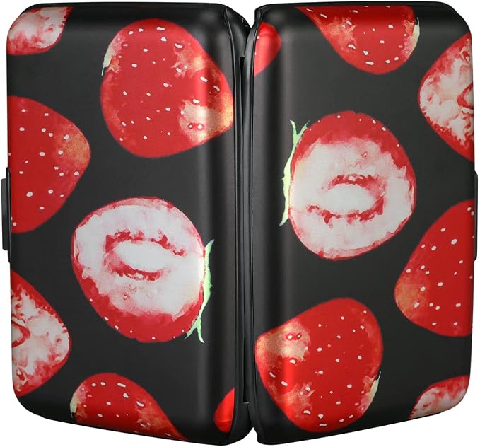 Mini RFID Aluminum Wallet Credit Cards Holder Business Card Case Metal ID Case for Men Women（Strawberry | Mini RFID Aluminum Wallet Credit Cards Holder Business Card Case Metal ID Case for Men Women - Image 3