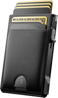 Wallet for Men Card Holder: Pop Up Card Case, Genuine Leather, Smart, RFID Blocking, Slim, Minimalist, Thin, Front Pocket - 12 Card Capacity, ID Window, Money Clip (Black) by Unknown