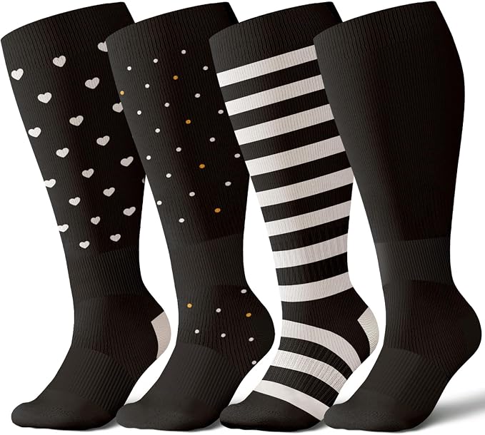 Plus Size Compression Socks for Women & Men Wide Calf, 20-30mmhg Knee High Stockings for Pregnancy, Nurse, Travel by AzalencroCompression