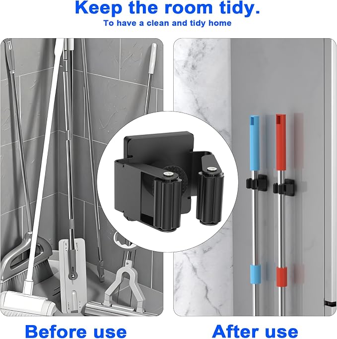 Strong Magnetic Mop Broom Holder, 2 Pack | Heavy Duty Magnetic Mop Hanger, For Refrigerators,Laundry Room Garage Kitchen Workshops - Image 5