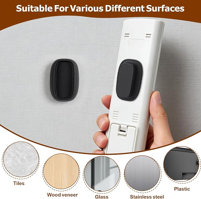 Ninsula 4 Pack Magnetic Remote Control Holder Wall Mount, No Drill Self-Adhesive Organizer TV Remote Holder, Black Organizer Storage Wall Holder for Tv, Fan, Air Conditioner, Bed - Image 5