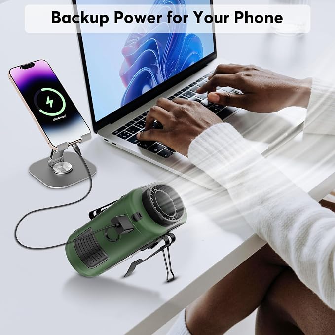 AI Portable Fan Rechargeable -10000mAh, 40H Work Time with 5 Speeds 16000RPM Strong Airflow, Personal Waist Fan with Flashlight for Clip On Belt, Neck, Desk, Outdoor Indoor Jobsite Camping Travel - Image 5