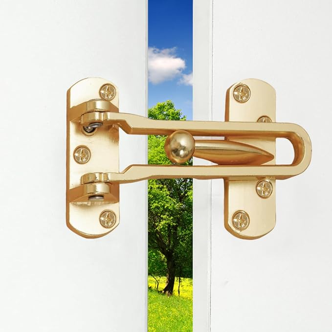 Alise Swing Bar Door Lock,Gold Door Lock for Front Doors and Inside Doors | Security Door Guard Latch for Kids Safety Home Security,Hotel Latch Lock Front Door Child Lock - Image 3