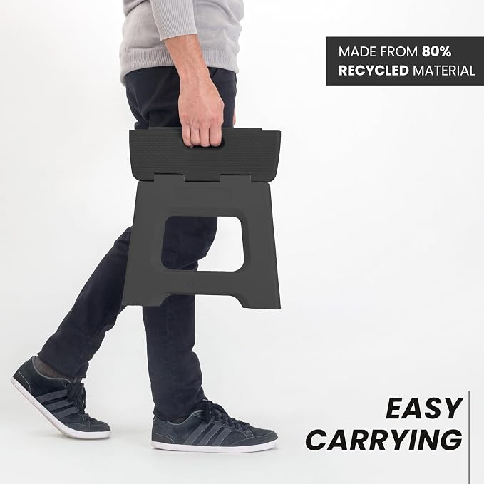 Vigar Compact Folding Step Stool, 9 in, Black, Up to 330 lb | Foldable for Adults, Lightweight Portable Stool, With Handle, Non-Slip Surface, Space-Saving Design for Household Use - Image 7