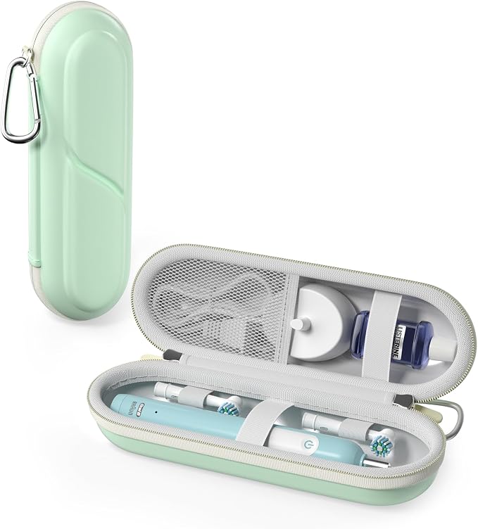 ProCase Toothbrush Travel Case for Oral-B/Oral-B Pro 1000 1500 5000 7000 7500 6000 9600/Philips Sonicare 4100 5100 1100 6100 5300 Oral-B iO Electric Toothbrush Portable Hard Container -Aqua by ProCase
