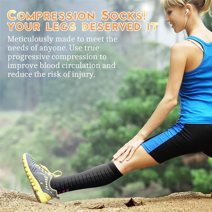 QUXIANG Compression Socks for Women & Men 15-20 mmHg, Best for Medical, Nursing, Running, Athletic, Varicose Veins, Travel - Image 3