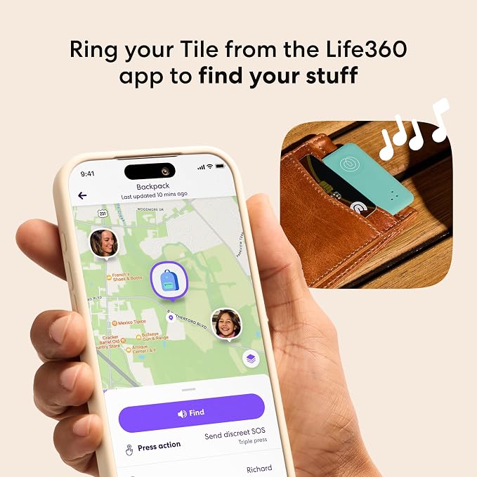 Life360 Tile Slim - Wallet Finder, Bluetooth Tracker and Item Locator for Luggage Tags, Passports and More. Both iOS and Android Compatible. Phone Finder. 1-Pack (Blush) - Image 3
