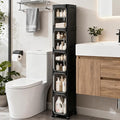 5-Tier Tall Narrow Slim Bathroom Storage Cabinet, Black | Tool Free Assembly, Adjustable Shelves, Fits for Narrow Spaces, Reinforced Stability, Magnetic Clear Door by Lifelongpal