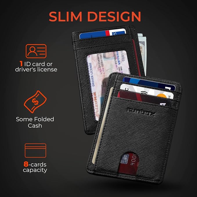 RUNBOX Slim Wallet for Men and Women, RFID Blocking Leather Card Holder | Minimalist 8-slot design fits IDs and credit cards in a thin profile for front pockets, purses, pants and travel - Image 3