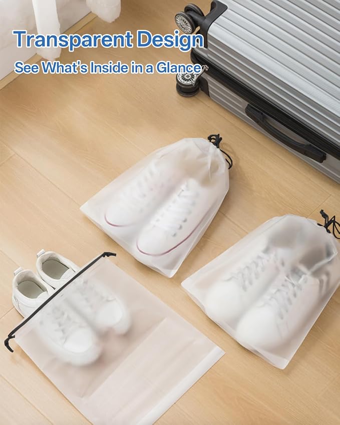 Teskyer Shoe Bags for Travel, Waterproof Drawstring Shoe Bags, 20 Pack | 15.7" x 11.8" Fits Most Shoes, Reusable PE Material, Tear-resistant Design, Travel Essentials for Organized Packing - Image 4