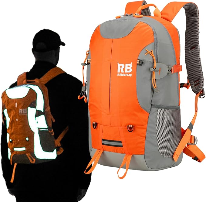 Reflective Motorcycle Backpack, Hi Viz Commuter Riding Bag | Designed by Riders for Everyday Rides with Laptop Compartment and Helmet Net. Built to Help You Be Seen. by ReflectiveBackpack%7CRiderbag