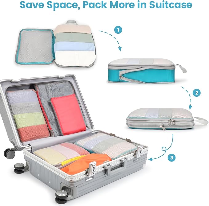 Cambond Compression Packing Cubes for Travel - Luggage Suitcase Organizer | Compression Zip Design for Space-saving, Expandable, Lightweight, Keep Clothes Sorted, Luggage Space Tidy, Carry on Pack Fast - Image 7