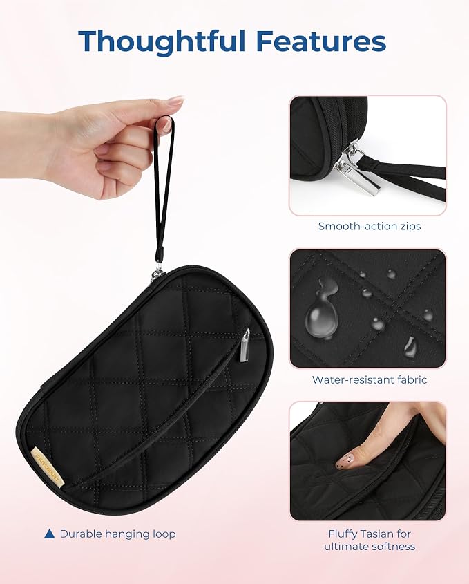 BAGSMART Travel Cord Organizer Electronics Case, Double Layers Puffer Cable Organizer Bag Travel Essentials for Women, Tech Organizer Case for Charger, Phone, Flash Drive - Black - Image 5