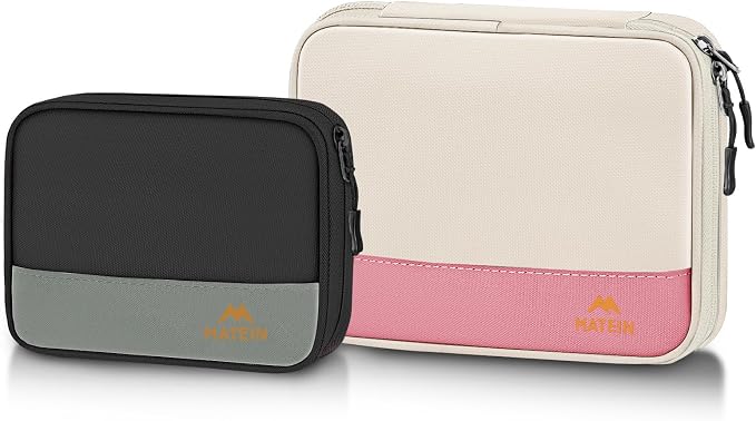MATEIN Travel Cable Organizer Pouch, Portable Charger Case 2 Pack | Water Resistant, Portable Electronics Case, Carrying Bag for Cable, Changer, Earphone, for Electronic Accessories by MATEIN