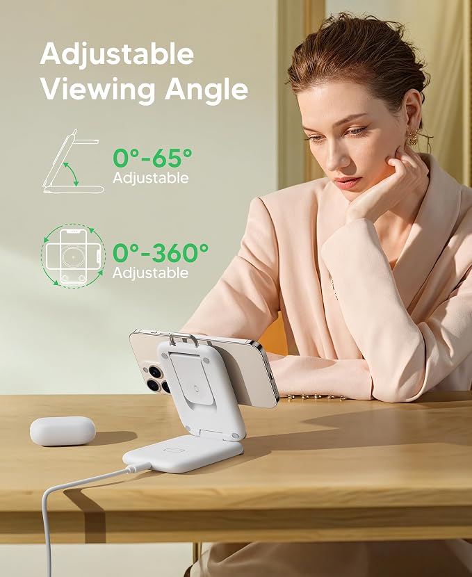 PaktVault Traveling Fast Wireless Charging Station for Apple Devices | Magnetic 3 in 1 Phone Charger Stand for MagSafe-enabled iPhone 17 16 15 14 13 12 Pro Max Plus Air, Apple Watch&Air pods Pro - Image 2