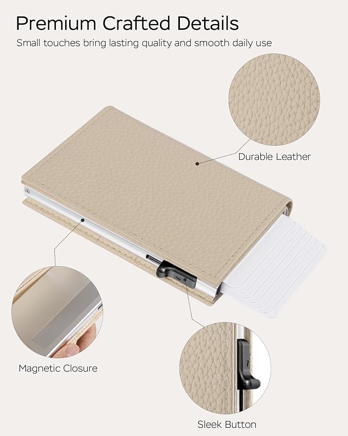 Small Wallet for Women with RFID Blocking Pop Up Card Holder, Slim Trifold Minimalist Wallet with Premium Leather & Metal Case, ID Window & Cash Slot, Holds 11 Cards 10+ Bills, Gift for Mom - Image 6