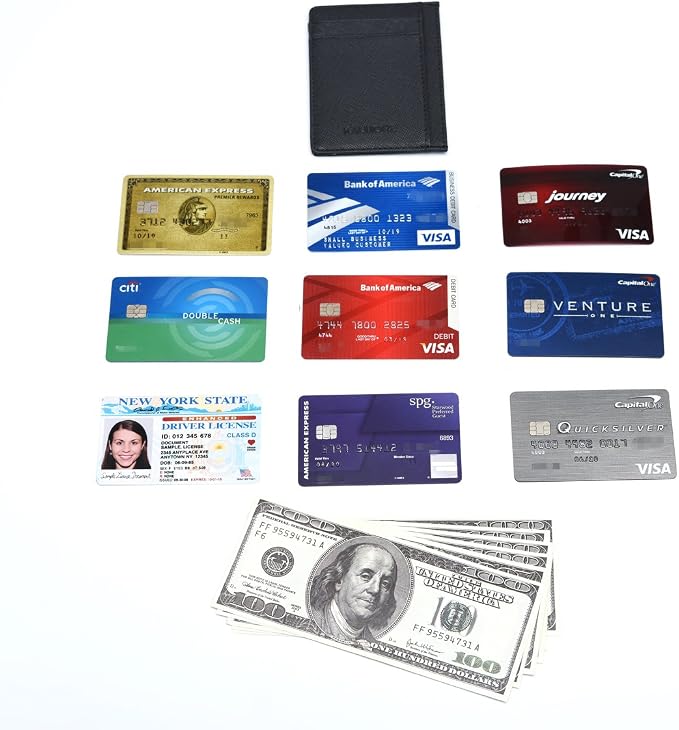 KALMORE womens Credit Holder Genuine Leather Slim Minimalist Card Case Wallet, Black With Id Window - Image 7