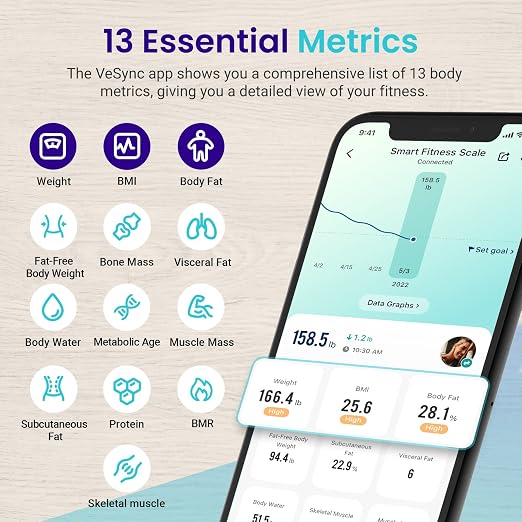 Etekcity Rechargeable Smart Scale for Body Weight, Bluetooth, 400 lb | Digital bathroom scale tracks BMI, body fat and muscle mass, with accurate weighing and smartphone app sync - Image 4